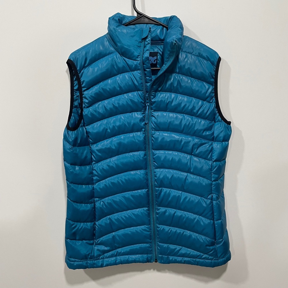 ICEBURG Women Puffer Vest Teal Blue‎ Down Feather Insulated Sleeveless Jacket L